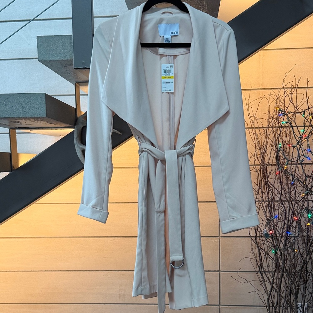 Bar III Ballet Pink Draped Trench Coat